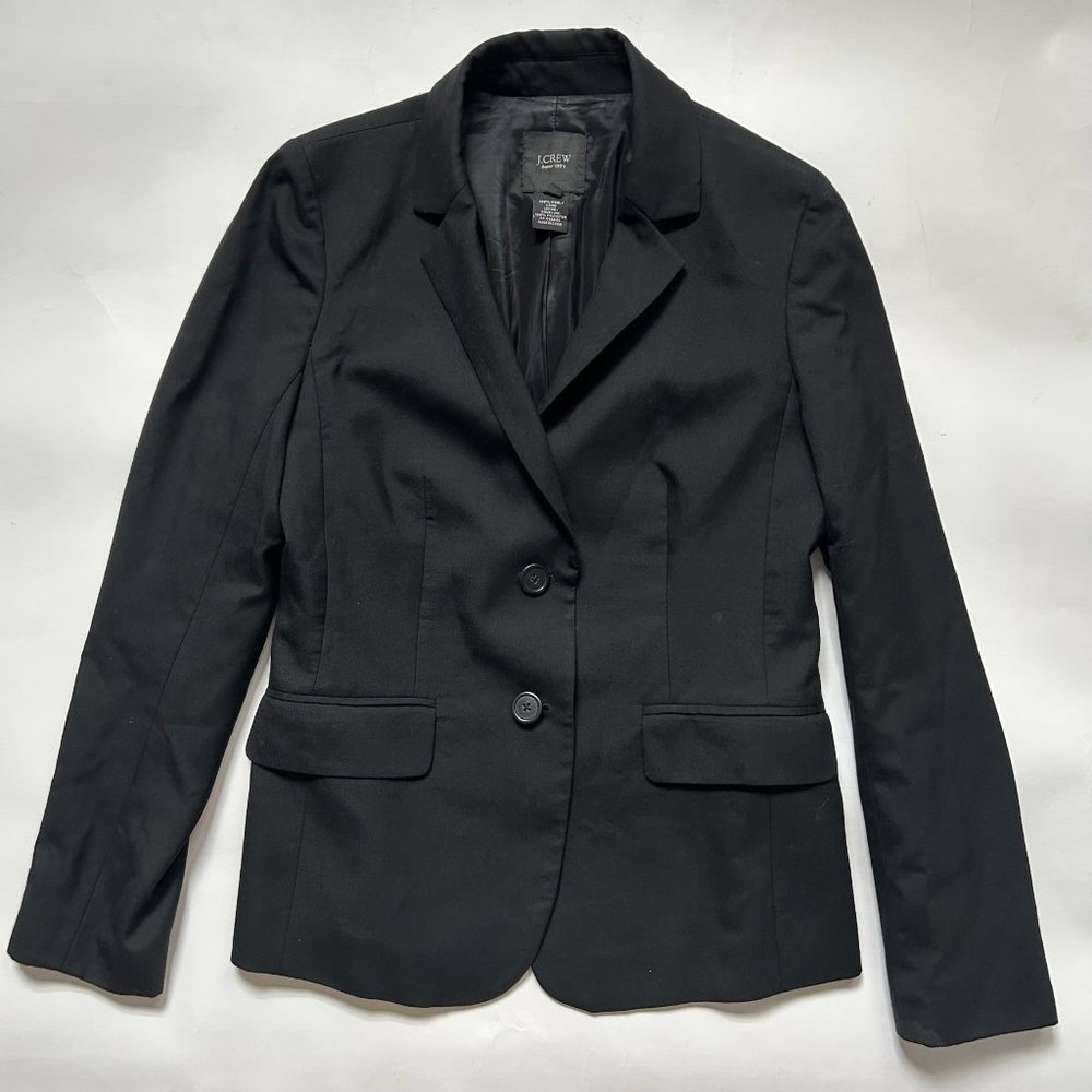 J.Crew Women’s size 4 100% Wool Blazer Jacket Super 120s Classic Black 23346